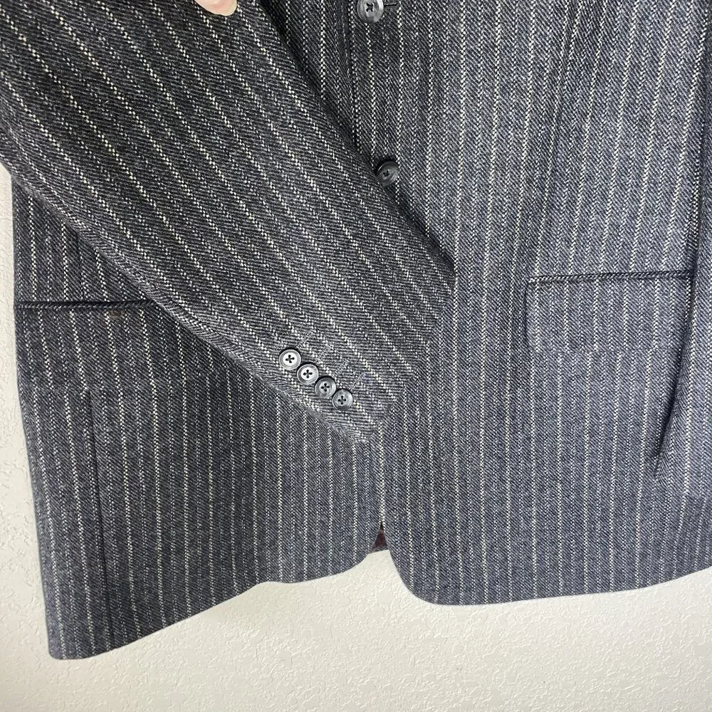 S. Cohen Prestige Cashmere Wool Blend Varsity Blazer Jacket 44 Tall Gray Pinstri